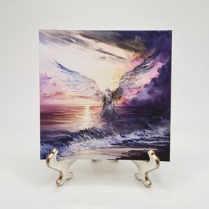 4x4 Angel Over the Ocean Watercolor Art Oil Painting